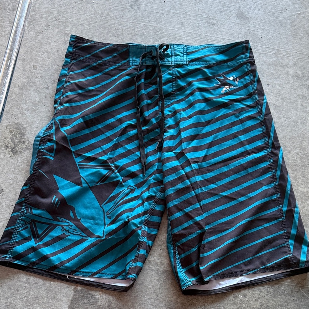 San Jose Sharks Men's Striped Swim Shorts